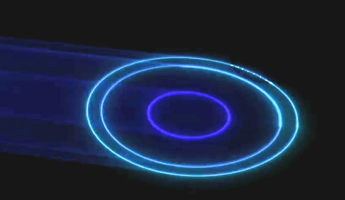 Green and blue Chinese characters created by RGB laser projection at Tangxi Jinmen Water Street
