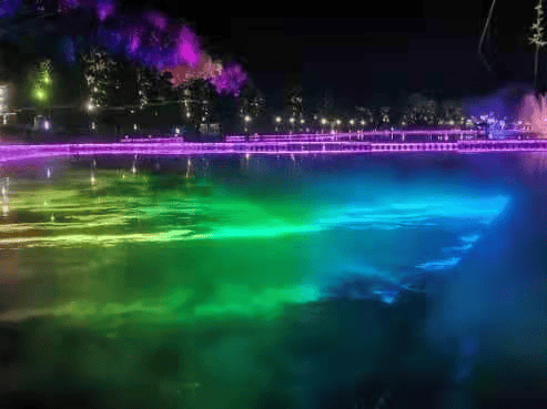 Huangshan scenic park lighting project featuring two 40W RGB laser systems and colorful waterscape effects Huangshan scenic park lighting project featuring two 40W RGB laser systems and colorful waterscape effects