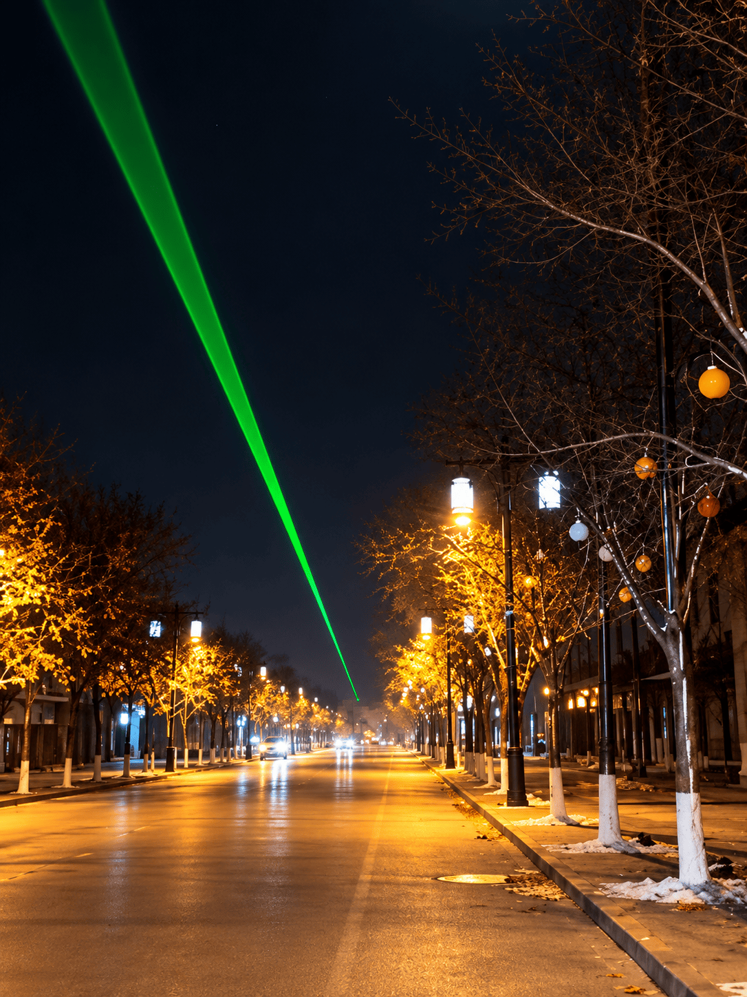 Shuozhou urban laser lighting project featuring four 20W RGB laser systems above city streets