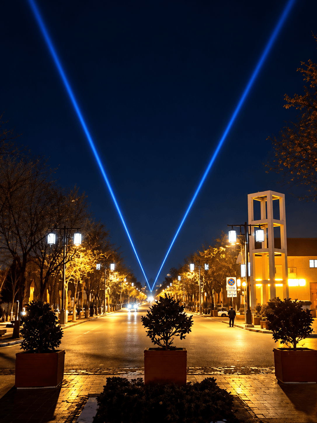 Shuozhou urban laser lighting project featuring four 20W RGB laser systems above city streets