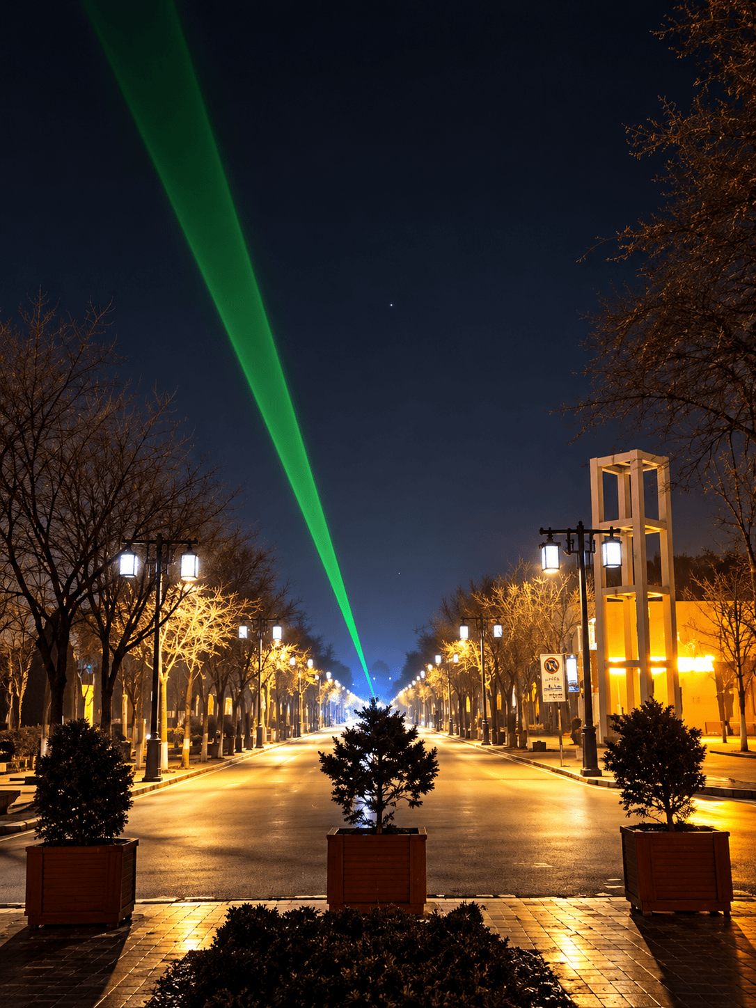 Shuozhou urban laser lighting project featuring four 20W RGB laser systems above city streets