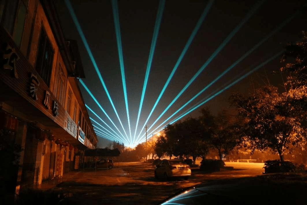 Chengdu urban laser lighting project featuring two 30W blue laser show systems