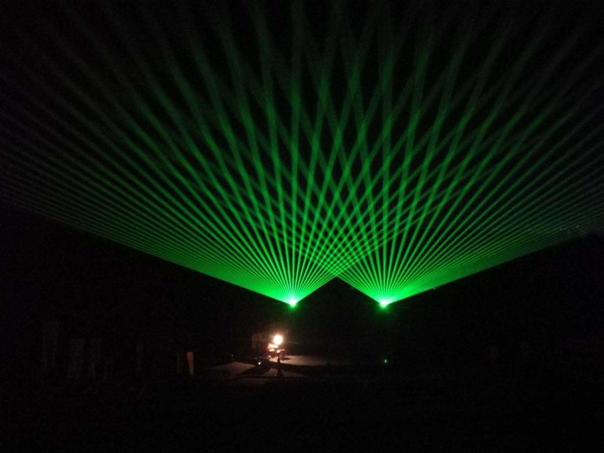 Luonan Music Town laser show featuring three 30W green laser systems and outdoor landscape lighting Luonan Music Town laser show featuring three 30W green laser systems and outdoor landscape lighting